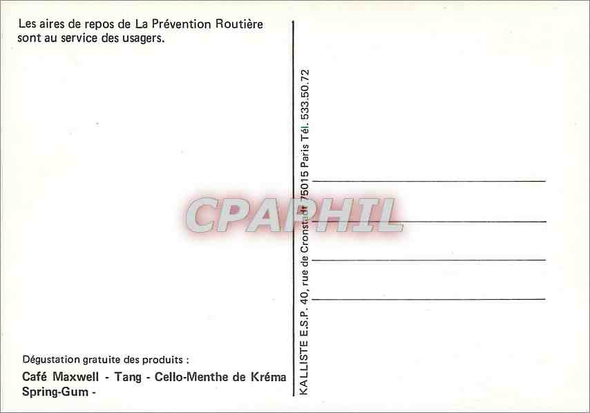 CPM Spring Gum Maxwell Qualite Les aires de repos de la prevention routiere — Rückseite