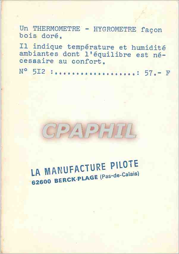 CPM La Manufacture Pilote  La Manufacture Pilote Berck Plage Thermometre Hygrometre — Rückseite