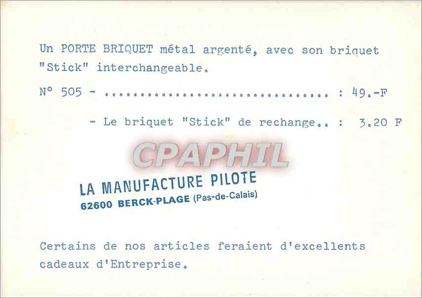 CPM Un Porte Briquet metal argente avec son briquet Stick interchangeable La Manufacture Pilote Berc — Rückseite