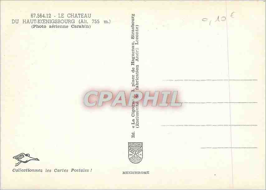 CPM Le Chateau du Haut Koenigsbourg (alt 755 ) — Rückseite