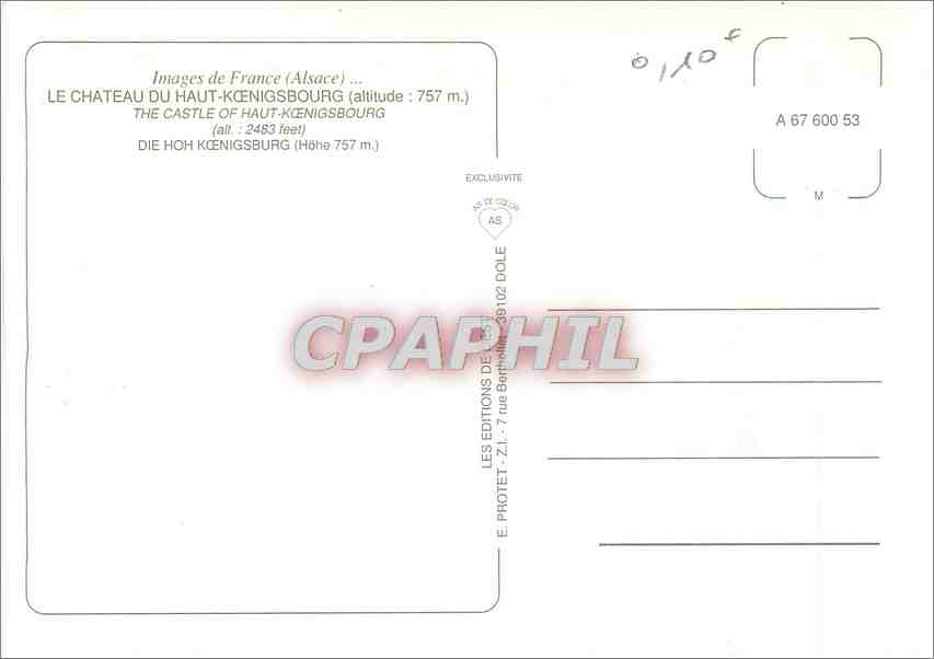 CPM Le Chateau du Haut Koenigsbourg (alt 755 ) Images de France (Alsace — Rückseite