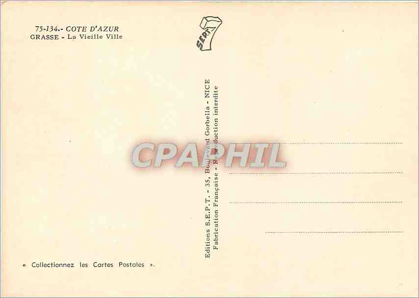 CPM Cote d'Azur Grasse la vieille ville — Rückseite