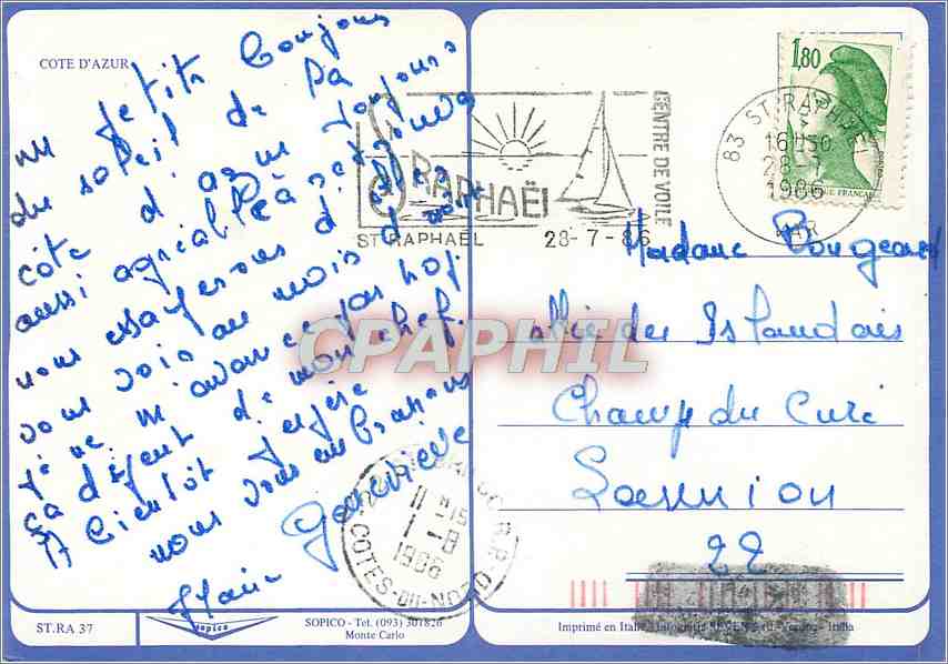 CPM Souvenir de St Raphael — Rückseite