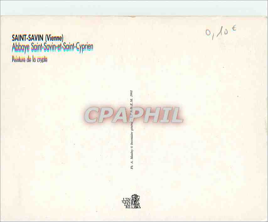 CPM Saint Savin (Vienne) Abbaye Saint Savin et Saint Cyprien Peinture de la Crypte — Back