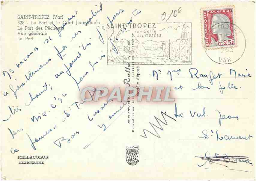 Saint-Tropez — Souvenir de St Tropez — Édition Rellacolor — Rückseite