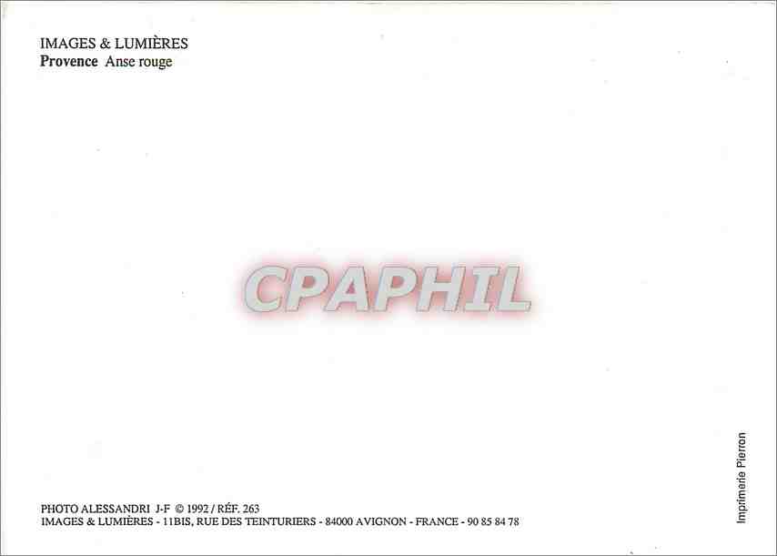 CPM Images Lumieres de Provence Anse rouge — Back