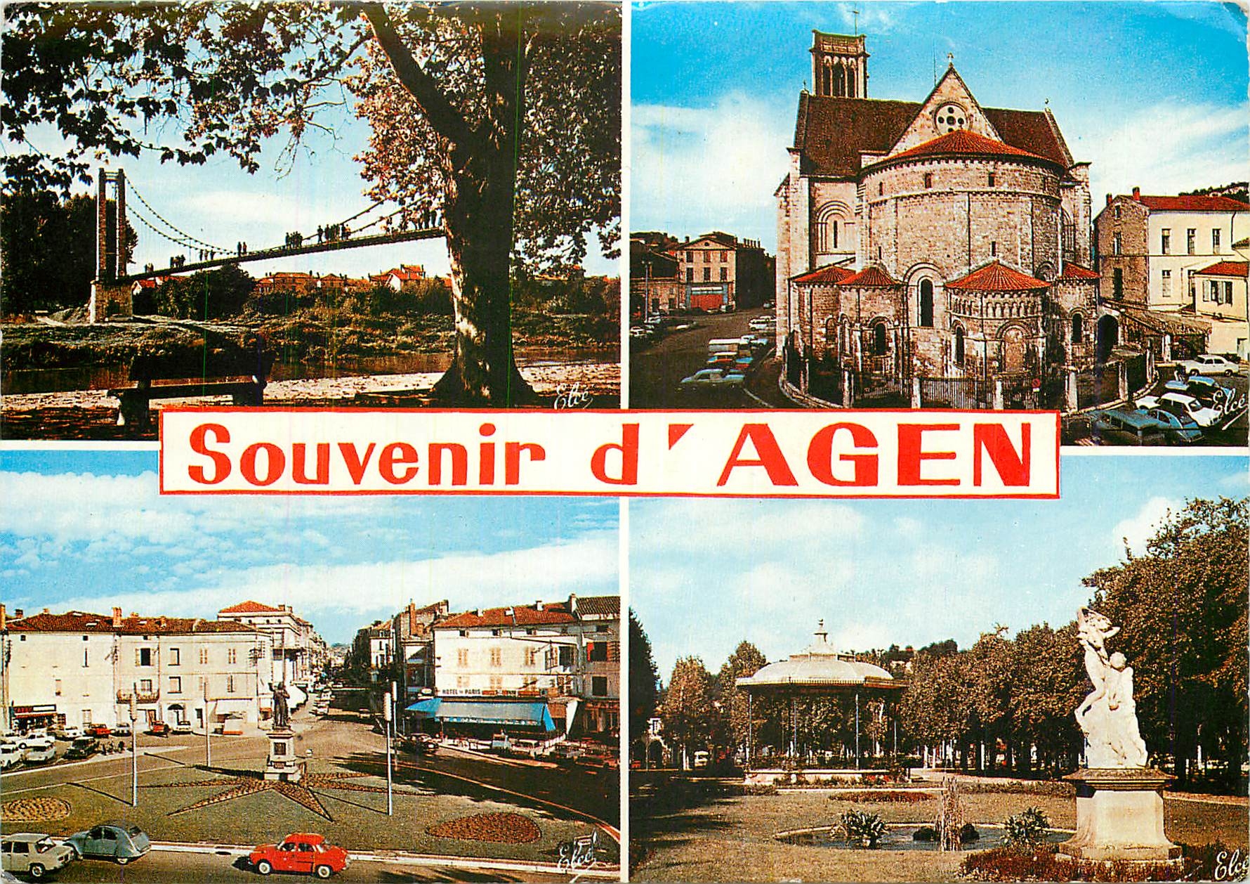 CPM Agen (Lot et Garonne) de gauche a droite la passerelle pour pietons reliant Agen et le Passage