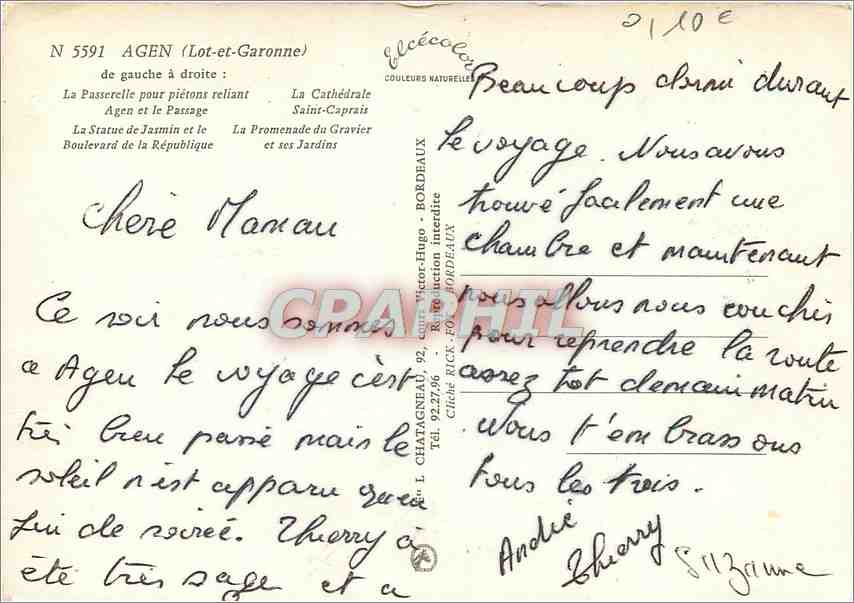 CPM Agen (Lot et Garonne) de gauche a droite la passerelle pour pietons reliant Agen et le Passage — Back