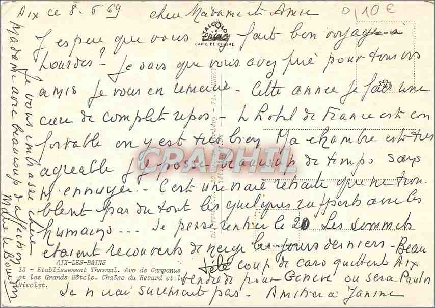 CPM Aix les Bains Etablissement Thermal — Verso