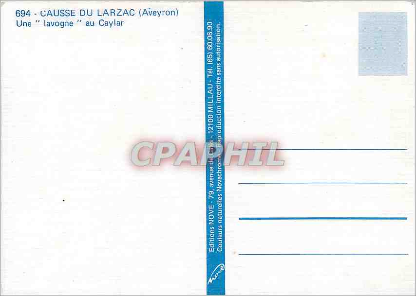 CPM Causse du Larzac (Aveyron) Une Lavogne au Caylar — Rückseite