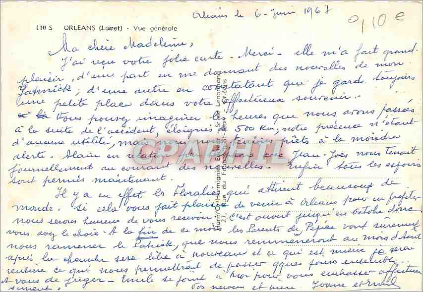 CPM Orleans (Loiret) Vue generale — Verso