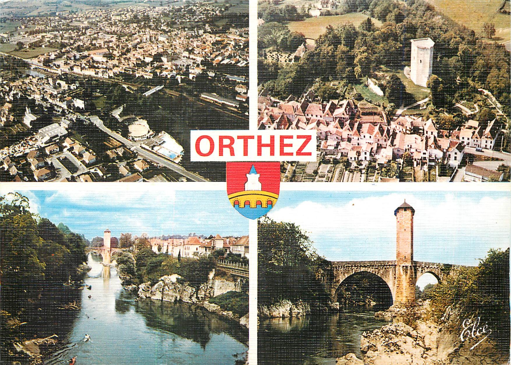 CPM Orthez Vue generale Tour Moncale le Pont Veux sur le gave de Pau