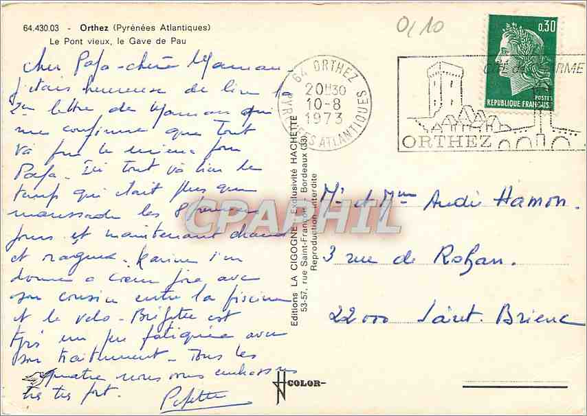Pont Vieux d'Orthez — Pyrénées-Atlantiques — Éditions La Cigogne — Rückseite