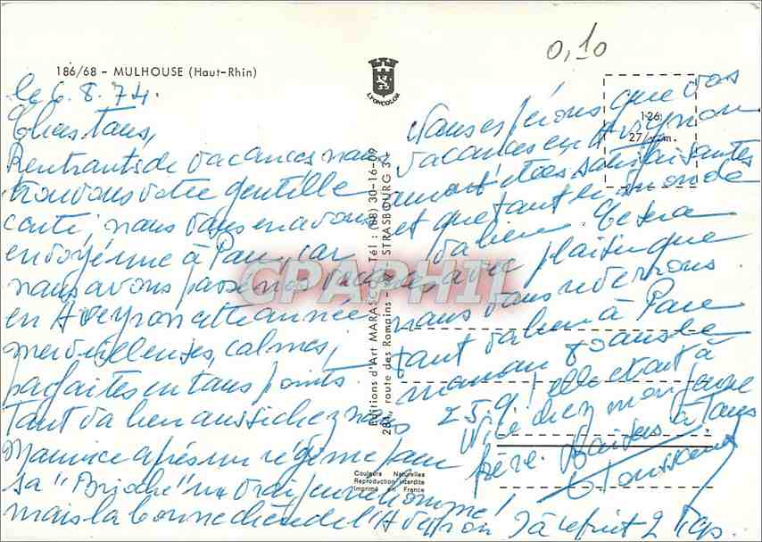 CPM Mulhouse (Haut Rhin) — Rückseite