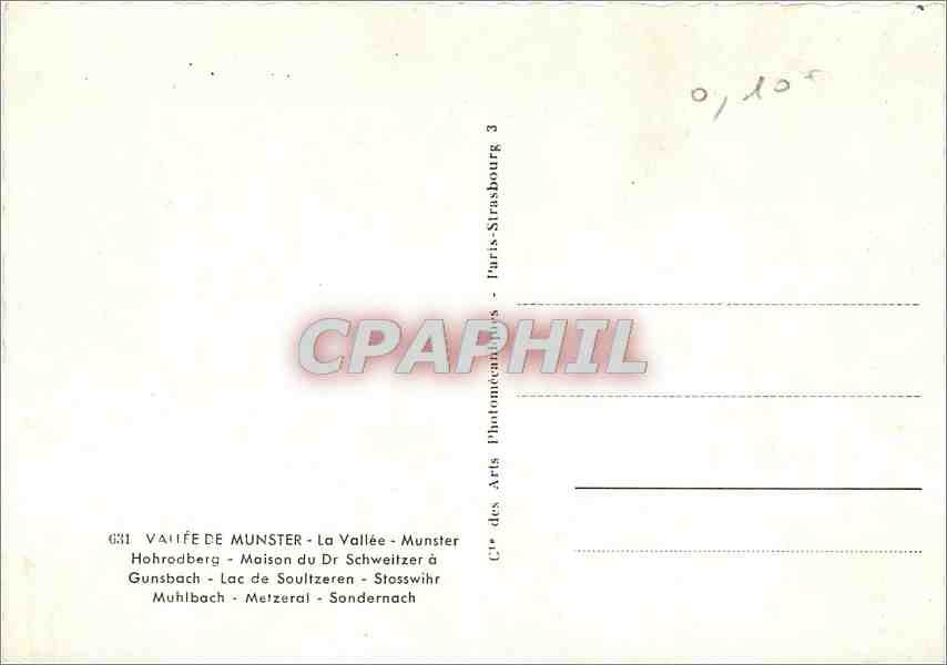 CPM Vallee de Munster La Vallee Munster Hohrodberg Maison du Dr Schweizer a Gunsbach — Rückseite