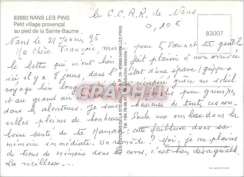 CPM Nans les Pins Petit village provencal au pied de la Sainte Baume — Rückseite