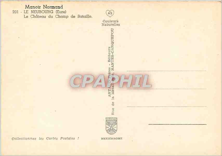 CPM Manoir Normand Le Neubourg (Eure) Le chateau du Champ de bataille — Rückseite