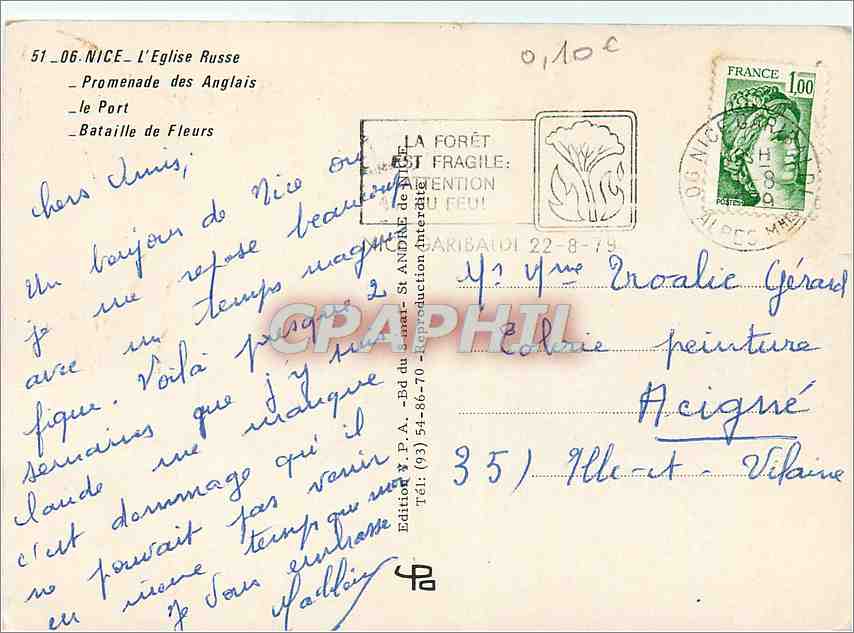 CPM Nice (A M) L'Eglise Russe Promenade des Anglais Le Port — Rückseite