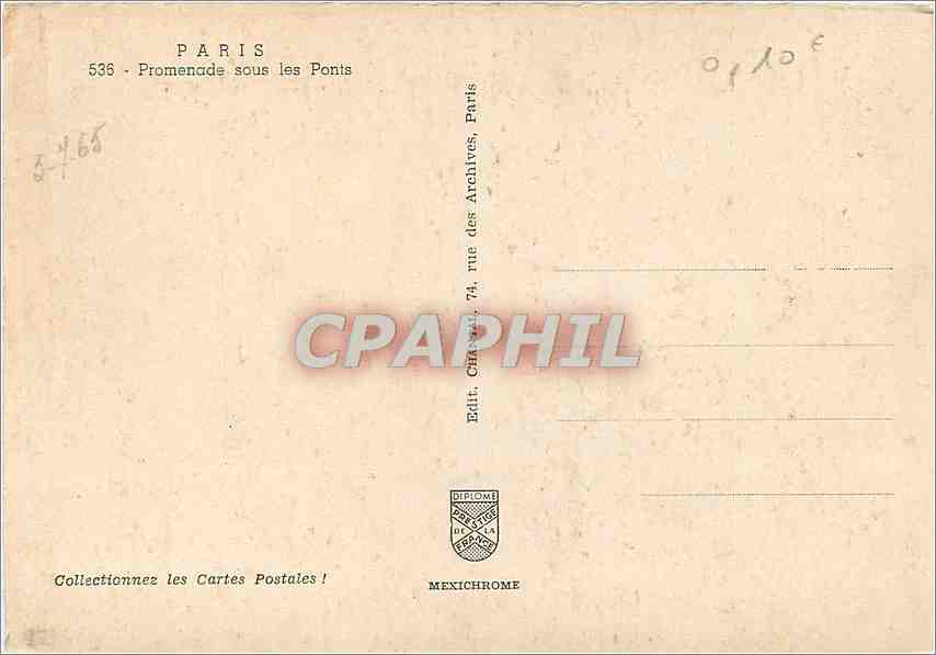 CPM Paris Promenade sous les Ponis — Rückseite