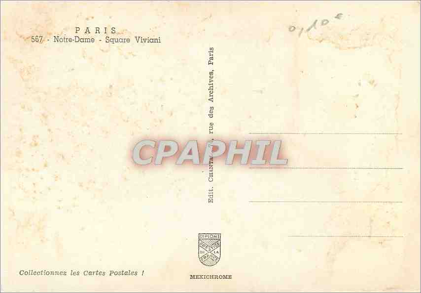 CPM Paris Notre Dame Square Viviani — Rückseite