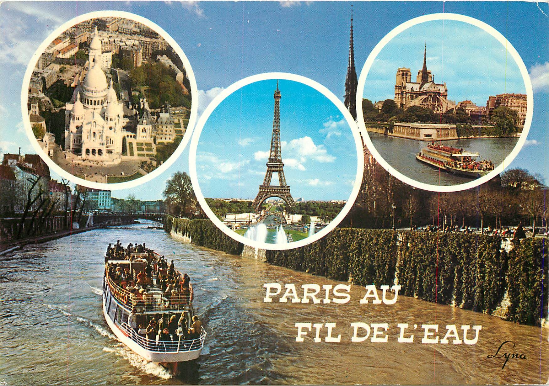 CPM Paris Le Sacre Coeur la Tour Eiffel N D et la Seine
