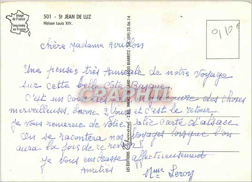 CPM Saint Jean de Luz (P Atl) Maison Louis XIV — Verso