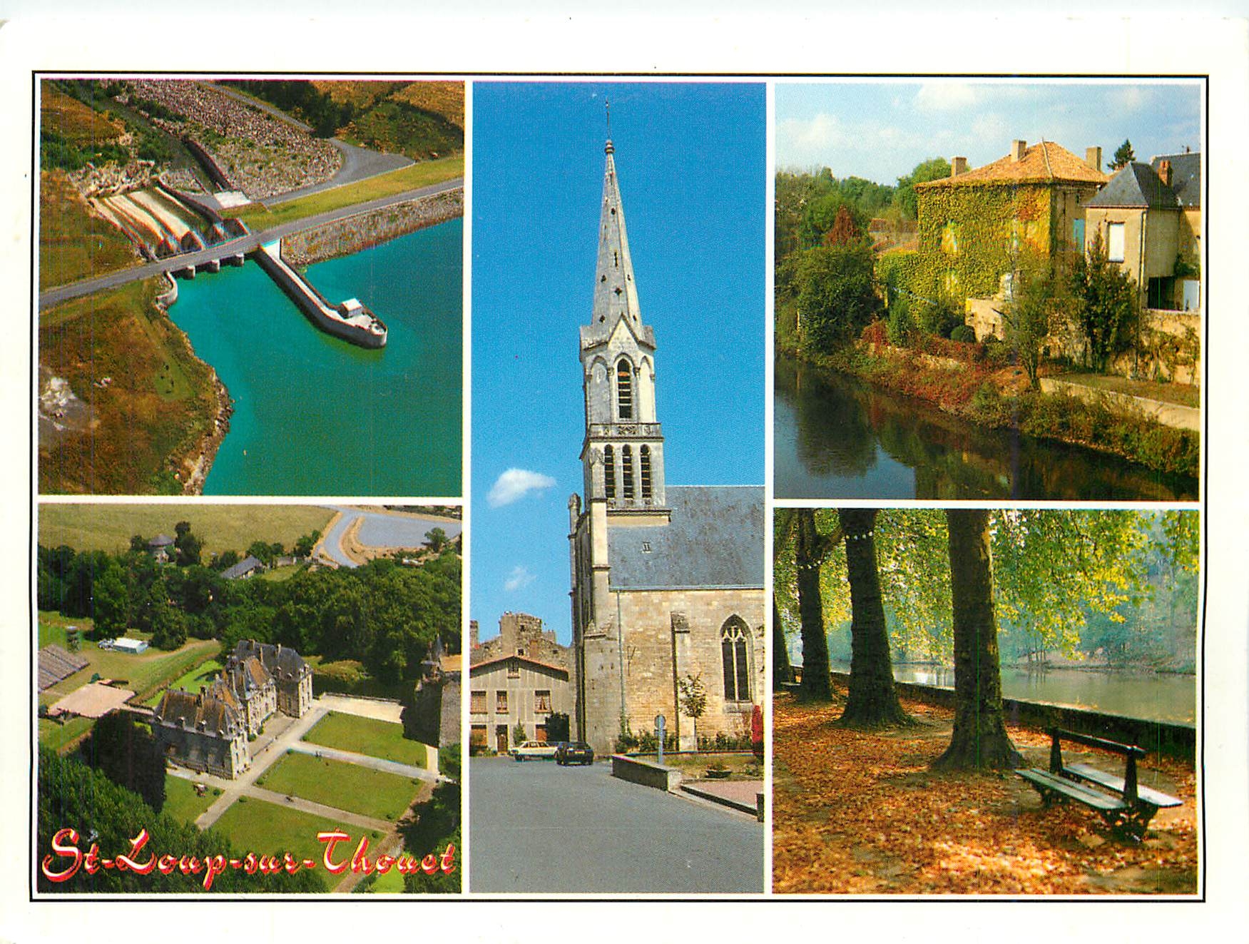 CPM St Loup sur Thouet (Deux Sevre) Le barrage de cebron le chateau l'eglise