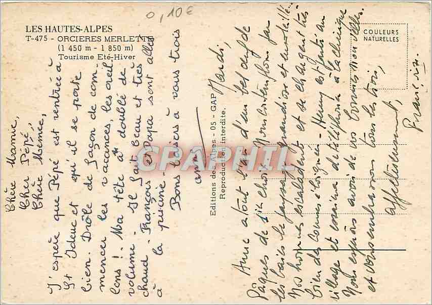 Merlette — Panoramablick und Hotels — Éditions des Alpes — Rückseite