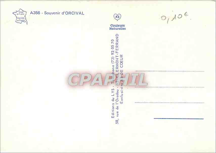 CPM Souvenir d'Orcival — Rückseite
