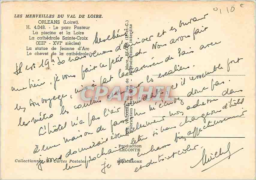 CPM Orleans (Loiret) Le parc Pasteur la Piscine et la Loire la cathedrale Sainte Croix (XIIIe XVIe s — Verso
