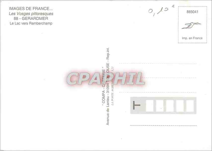 CPM les Vosges Pittoresque Gerardmer Le Lac vers amberchamp — Rückseite