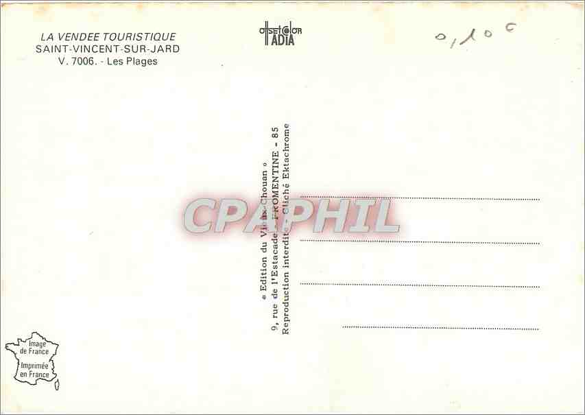 CPM La Vendee Touristique Saint Vincent sur Jard les Plages — Rückseite