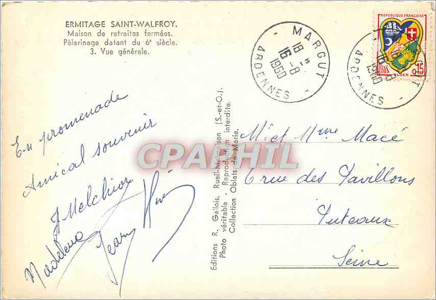 CPM Ermitage Saint Walfroy Maison de retraites fermee Pelerinage datant du 6e s vue generale — Rückseite