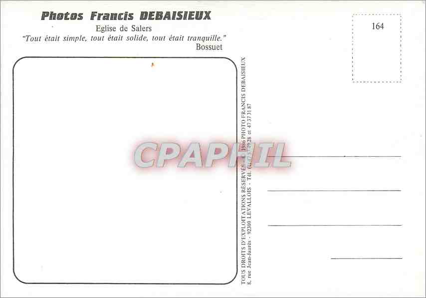 CPM Eglise de Salers tout etait simple tout etait solide tout etait tranquille — Verso