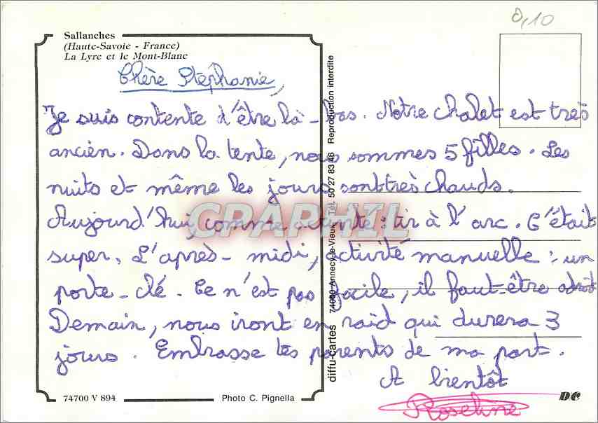 CPM Sallanches (Hautes Savoie) La Lyre et le Mont Blanc — Back