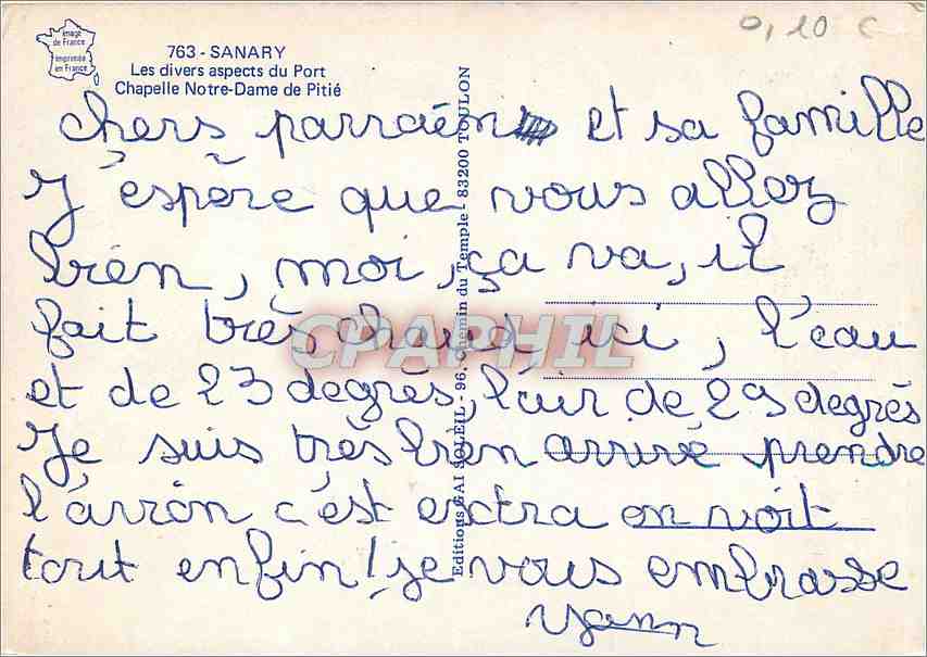 CPM Sanary Les divers aspects du Port Chapelle N D de Pitie — Verso