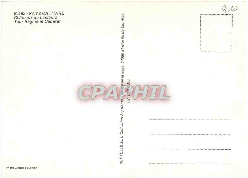 CPM Pays Cathare Chateaux de Lastours Tour Regine et Cabaret — Rückseite