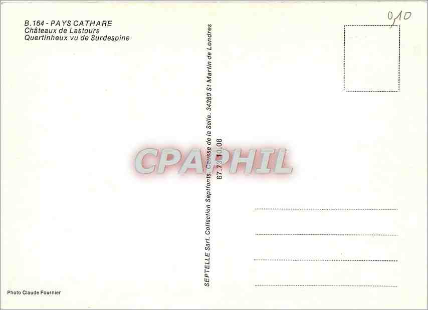 CPM Pays Cathare Chateaux de Lastours Quertinheux vu de Surdespine — Rückseite