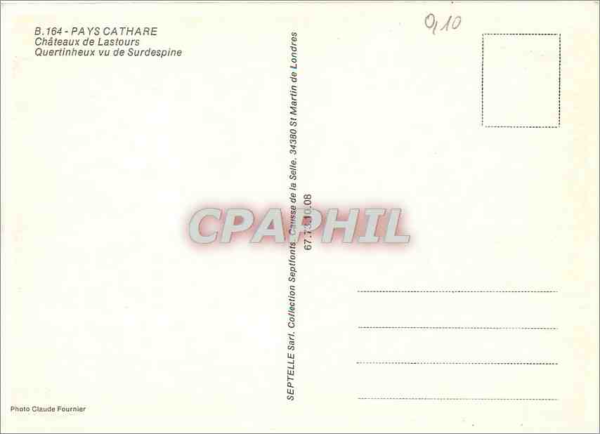 CPM Pays Cathare Chateaux de Lastours Quertinheux vu de Surdespine — Rückseite
