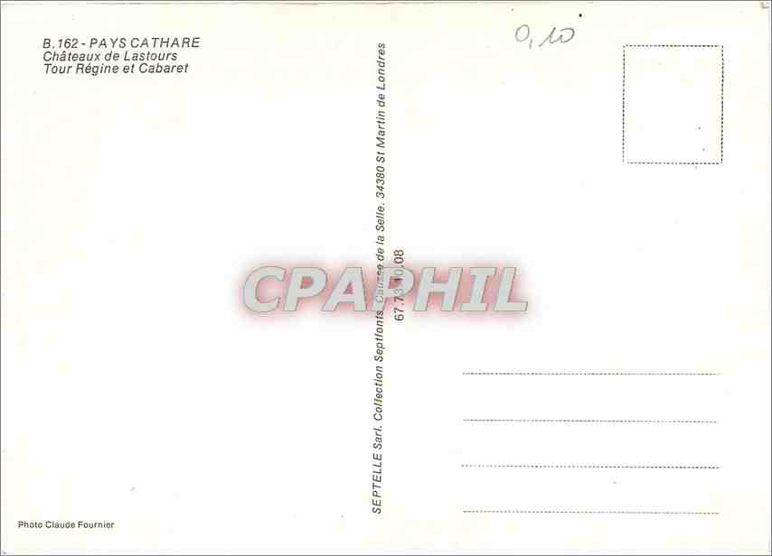CPM Pays Cathare Chateaux de Lastours Tour Regine et Cabaret — Rückseite