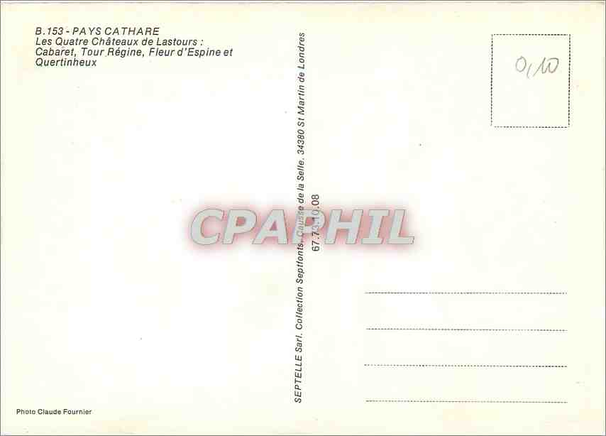 CPM Pays Cathare les Quatres Chateaux de Lastours Cabaret Tour Regine Fleur d'Espine et Quertinheux — Rückseite