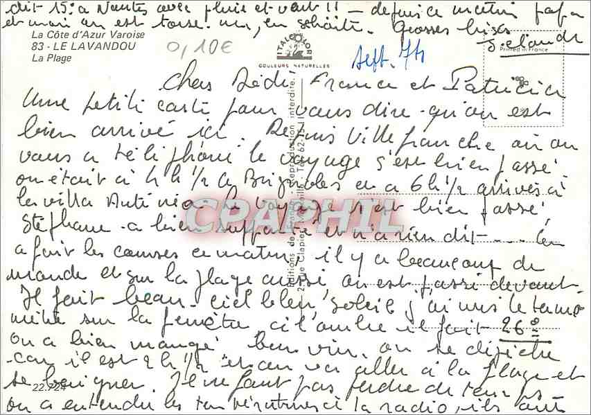 CPM La Cote d'Azur Varoise Le Lavandou La Plage — Rückseite