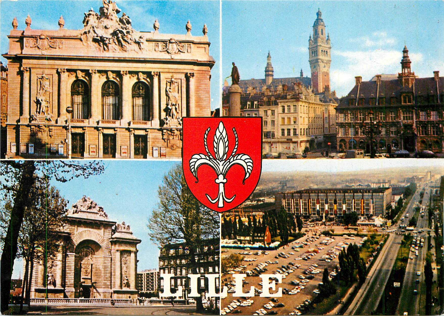 CPM Lille (Nord) L'Opera Grand Place Porte de Paris la Foire Internationale