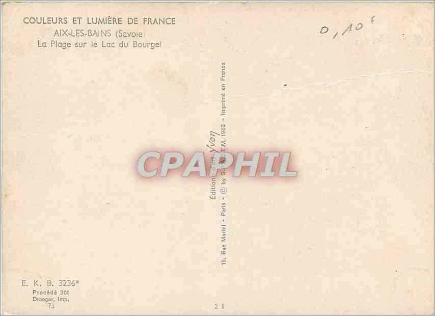 CPM Aix les Bains (Savoie) La Plage sur le Lac du Bourget — Verso
