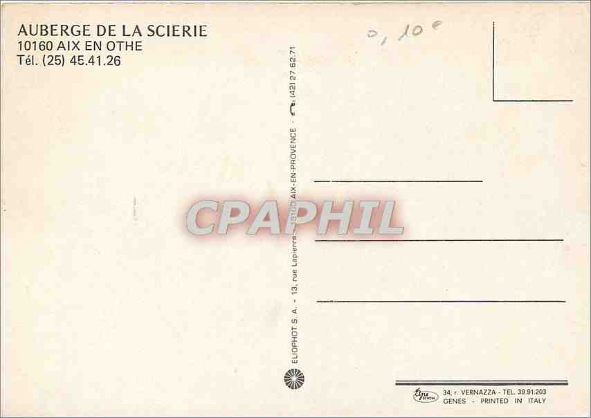 CPM Auberge de la Scierie aix en Othe — Verso
