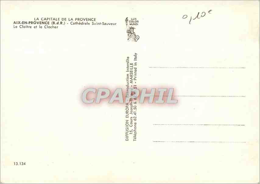 CPM  Aix en Provence Cathedrale Saint Sauveur le Cloitre et le Clocher — Verso