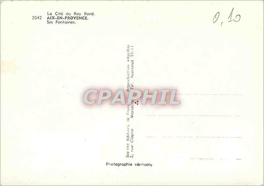CPM Aix en Provence Ses Fontaines — Rückseite
