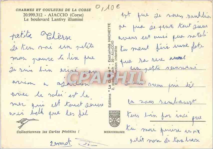 CPM Ajaccio (Corse) Le bouevard Lantivy illumine — Back