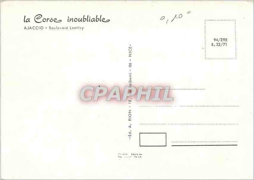 CPM Ajaccio (Corse) Boulevard Lantivy — Verso