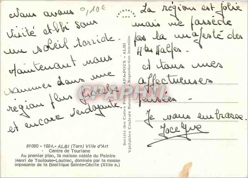 CPM Albi (Tarn) Centre de Tourisme au premier plan La maison natale du peintre — Rückseite